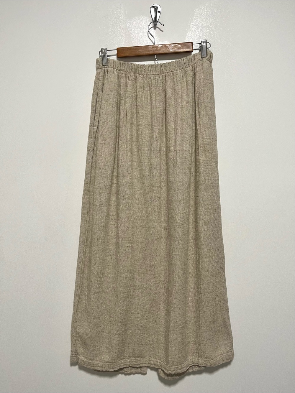 CP Shades Cotton Linen Long Maxi Skirt Beige Lagenlook Hippie Large